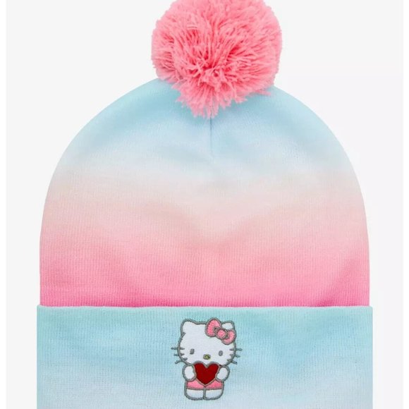 Hello Kitty Sanrio Hello Kitty Ombre Pom-Pom Beanie Hat One Size New Sealed - Picture 3 of 9